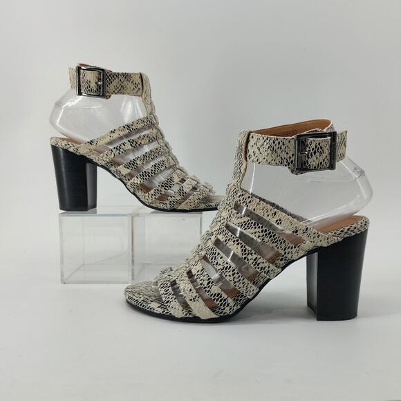 Vionic Sami Heeled Sandals White Snakeskin Womens Size 7 - Picture 2 of 14